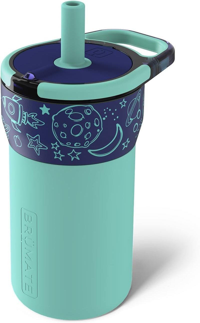 BrÃ¼Mate Leap 12oz 100% Leakproof Kids Tumbler with Handle and Silicone Soft Straw | Drop Resistant Silicone Sleeve | For Kids 4+ | Insulated Stainless Steel | Cup Holder Friendly | 12oz (Outer Space) - Image 1